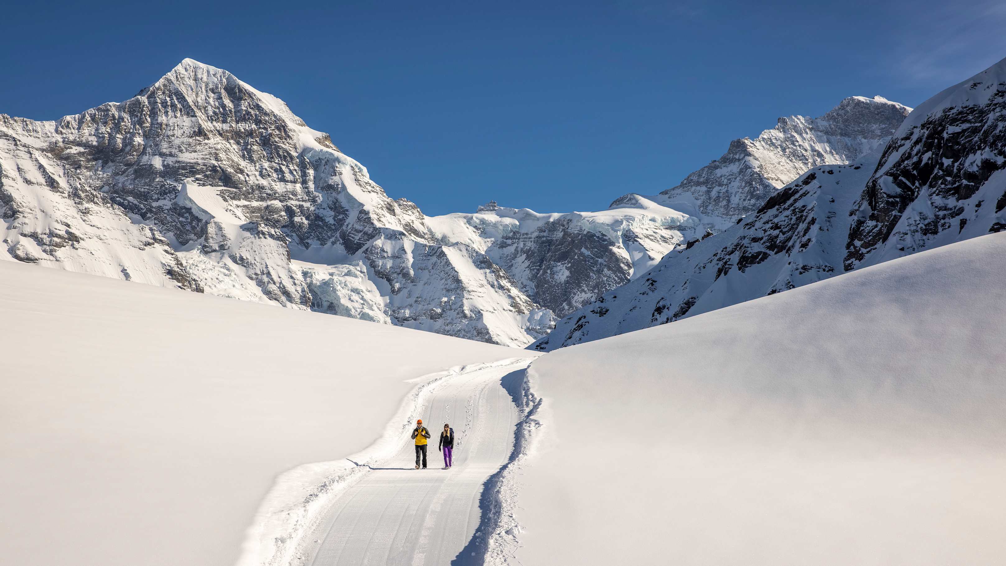 Winterwandern Kleine Scheidegg Maennlichen Moench Jungfrau